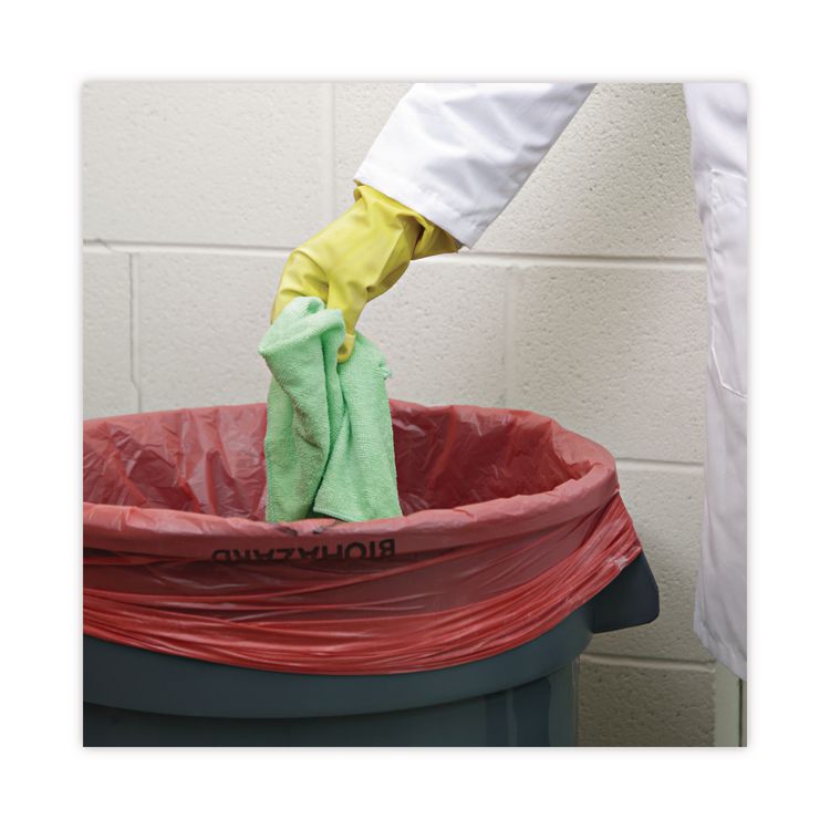 Linear Low Density Health Care Trash Can Liners, 33 gal, 1.3 mil, 33" x 39", Red, Flat Pack, 150/Carton