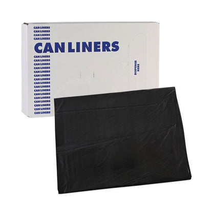 Linear Low Density Industrial Can Liners, 60 gal, 0.7 mil, 38" x 58", Black, Flat Pack, 100/Carton