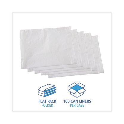 Linear Low Density Industrial Can Liners, 60 gal, 0.7 mil, 38" x 58", White, Flat Pack, 100/Carton