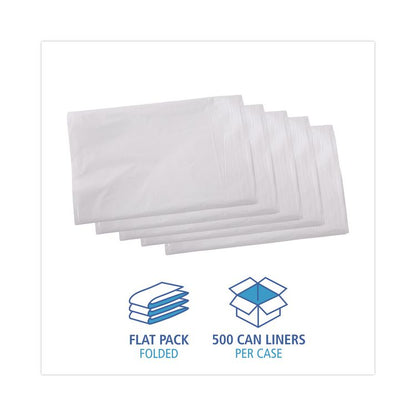 Linear Low Density Industrial Can Liners, 16 gal, 0.5 mil, 24" x 32", White, Flat Pack, 500/Carton