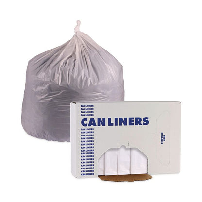 Linear Low Density Industrial Can Liners, 16 gal, 0.5 mil, 24" x 32", White, Flat Pack, 500/Carton