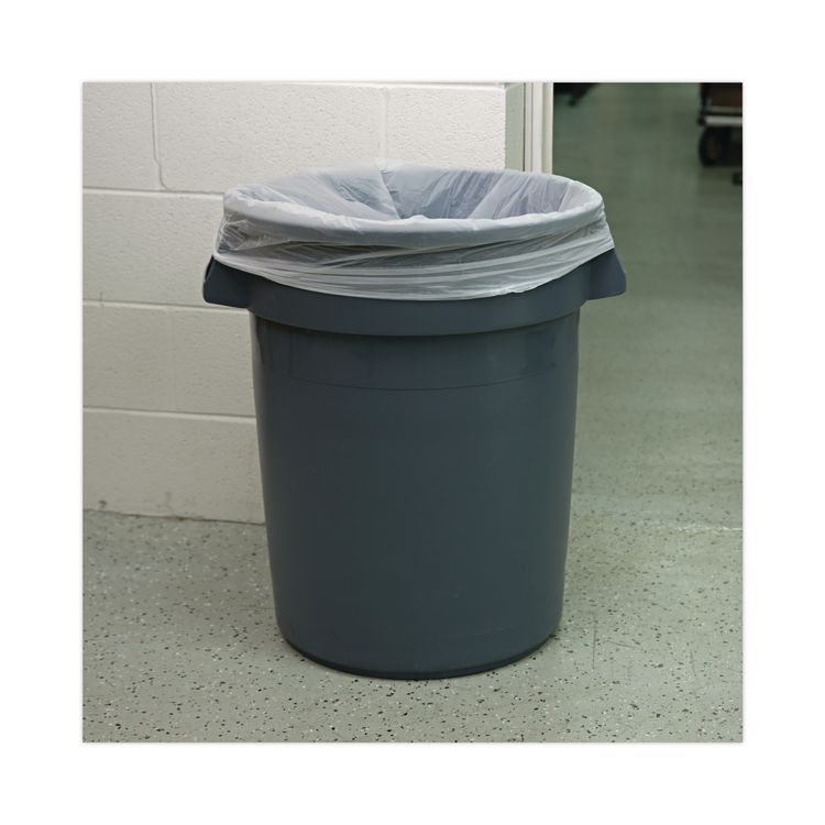 Linear Low Density Industrial Can Liners, 30 gal, 0.9 mil, 30" x 36", White, Flat Pack, 100/Carton