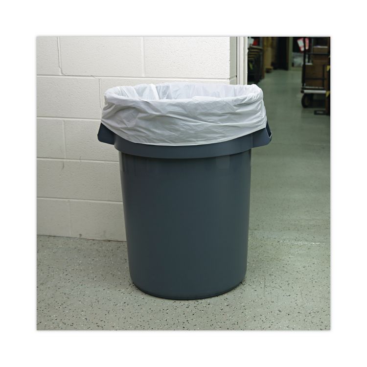 Linear Low Density Industrial Can Liners, 60 gal, 0.9 mil, 38" x 58", White, Flat Pack, 100/Carton