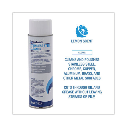 Stainless Steel Cleaner and Polish, Water-in-Oil Based, 16 oz Aerosol Spray