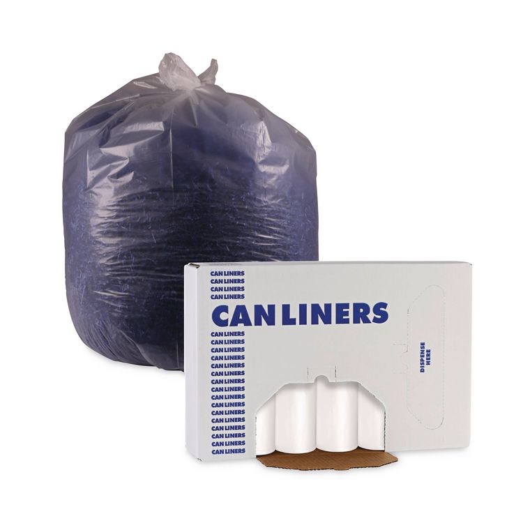 Low-Density Waste Can Liners, 33 gal, 0.6 mil, 33" x 39", White, Perforated Roll, 25 Bags/Roll, 6 Rolls/Carton