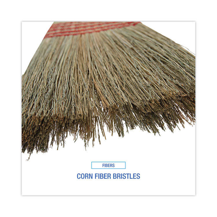 Parlor Broom, Corn Fiber Bristles, 55" Overall Length, Natural, 12/Carton