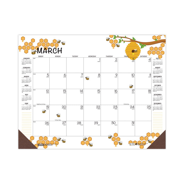 Recycled Honeycomb Desk Pad Calendar, Honeycomb Artwork, 18.5 x 13, White/Multicolor Sheets, 12-Month (Jan to Dec): 2026