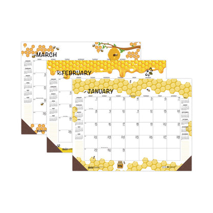 Recycled Honeycomb Desk Pad Calendar, Honeycomb Artwork, 18.5 x 13, White/Multicolor Sheets, 12-Month (Jan to Dec): 2026