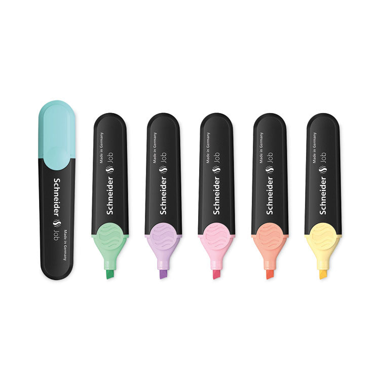 Job Pastel Highlighters, Chisel Tip (1mm/5mm), Assorted Ink Colors, Black/Assorted Barrel Colors, 6/Pack