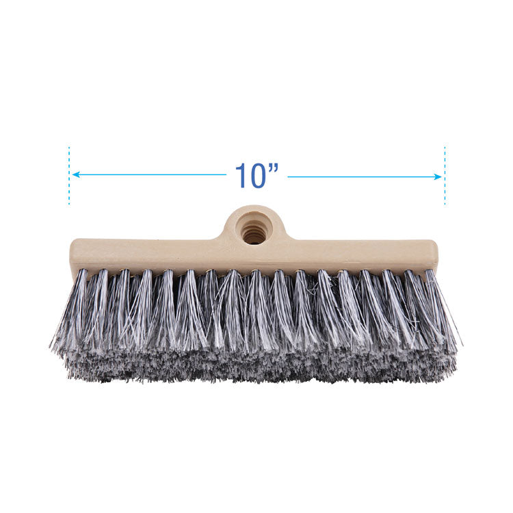 Dual-Surface Vehicle Brush, Black Polypropylene Bristles, 10" Brush, Brown Plastic Handle