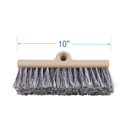 Dual-Surface Vehicle Brush, Black Polypropylene Bristles, 10" Brush, Brown Plastic Handle