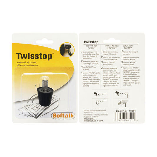 Twisstop Rotating Phone Cord Detangler, Black