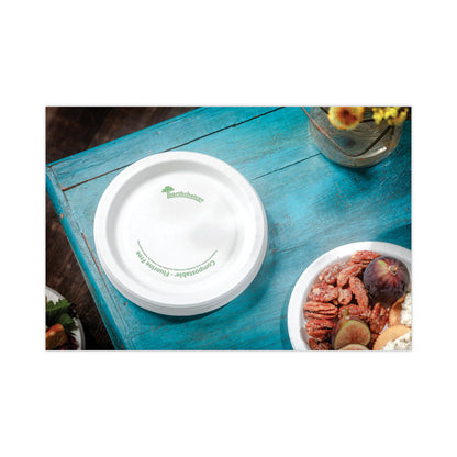 EarthChoice Pressware Compostable Dinnerware, Plate, Paper, 10" dia, White, 300/Carton