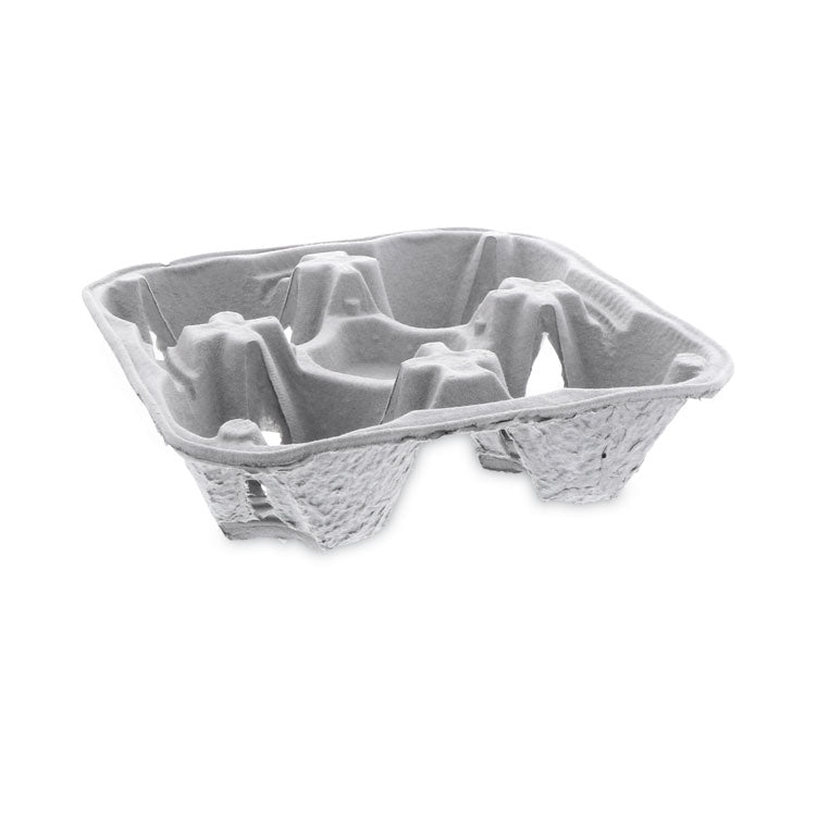 EarthChoice Carry-Safe Beverage Carrier, 8 oz to 32 oz, Four Cups + Food Tray, Natural, 300/Carton