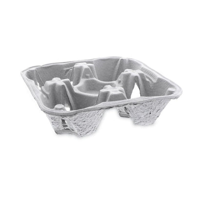 EarthChoice Carry-Safe Beverage Carrier, 8 oz to 32 oz, Four Cups + Food Tray, Natural, 300/Carton