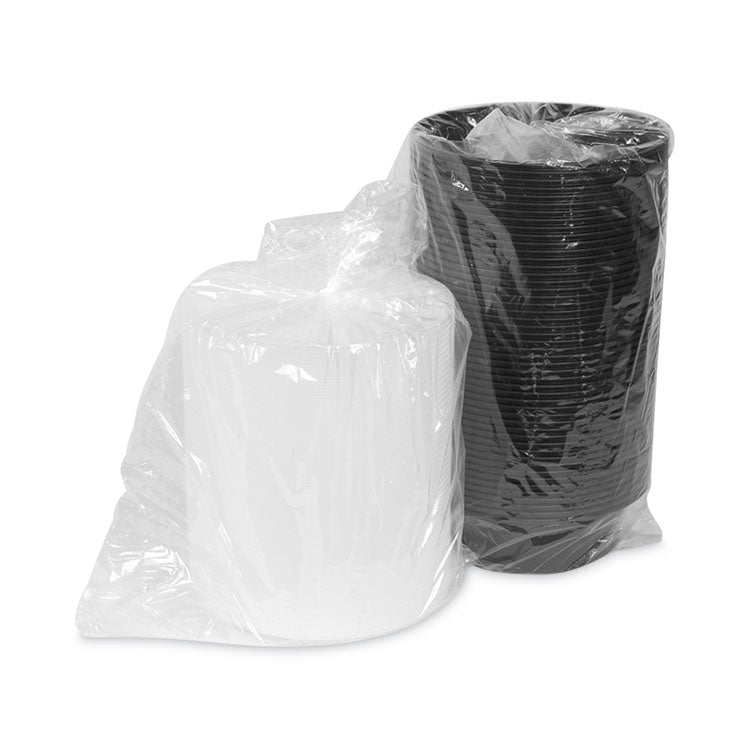 Newspring VERSAtainer Microwavable Containers, 32 oz, 7" Diameter x 2.25" h, Black/Clear, Plastic, 150/Carton