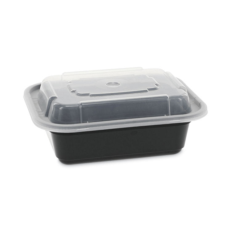 Newspring VERSAtainer Microwavable Containers, 12 oz, 5.8 x 4.6 x 2.3, Black/Clear, Plastic, 150/Carton