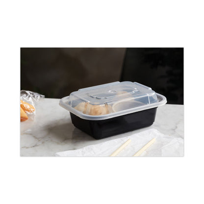 Newspring VERSAtainer Microwavable Containers, 12 oz, 5.8 x 4.6 x 2.3, Black/Clear, Plastic, 150/Carton