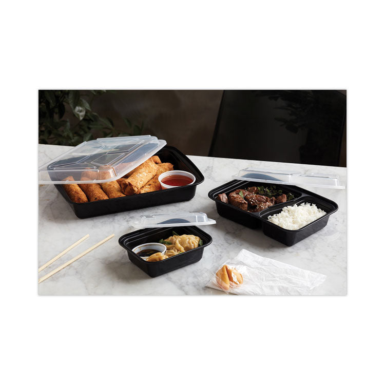 Newspring VERSAtainer Microwavable Containers, 12 oz, 5.8 x 4.6 x 2.3, Black/Clear, Plastic, 150/Carton