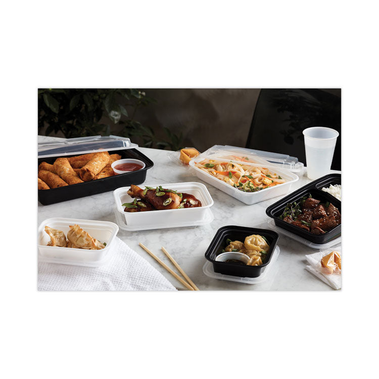 Newspring VERSAtainer Microwavable Containers, 12 oz, 5.8 x 4.6 x 2.3, Black/Clear, Plastic, 150/Carton