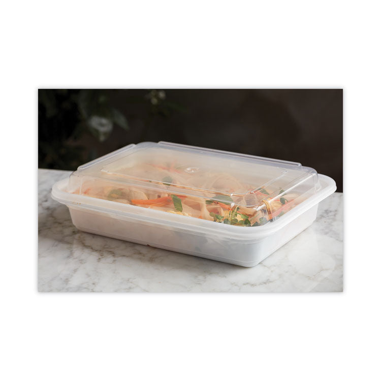Newspring VERSAtainer Microwavable Containers, 24 oz, 7.4 x 5 x 2.5, White/Clear, Plastic, 150/Carton