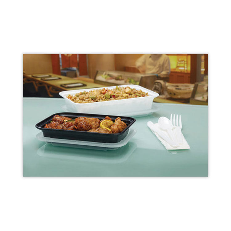 Newspring VERSAtainer Microwavable Containers, 16 oz, 7.4 x 5 x 2.2, Black/Clear, Plastic, 150/Carton