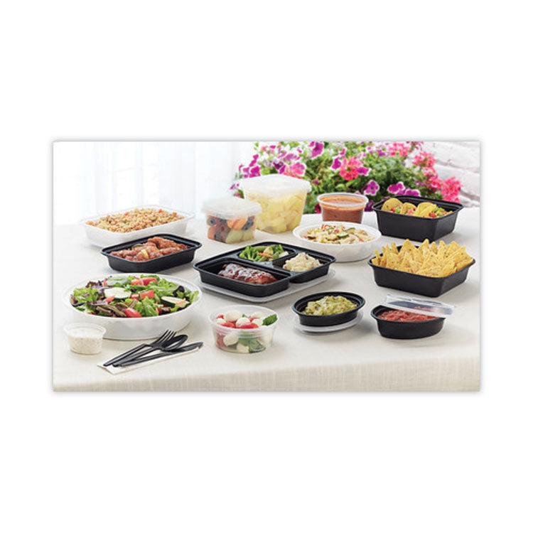 Newspring VERSAtainer Microwavable Containers, 16 oz, 7.4 x 5 x 2.2, Black/Clear, Plastic, 150/Carton