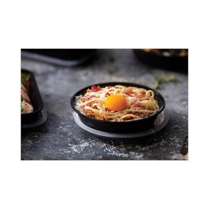 EarthChoice Versa2Go Microwaveable Container, 23 oz, 6.8 x 6.8 x 1.8, Black/Clear, Plastic, 150/Carton