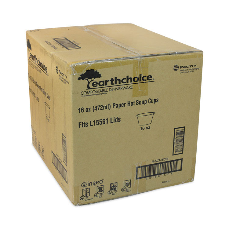 EarthChoice Compostable Soup Cup Large, 16 oz, 3.63" Diameter x 3.88" h, Green, Paper, 500/Carton