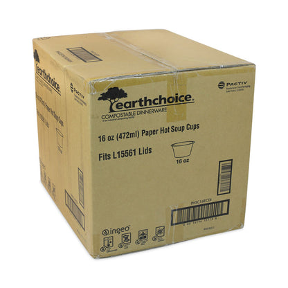EarthChoice Compostable Soup Cup Large, 16 oz, 3.63" Diameter x 3.88" h, Green, Paper, 500/Carton