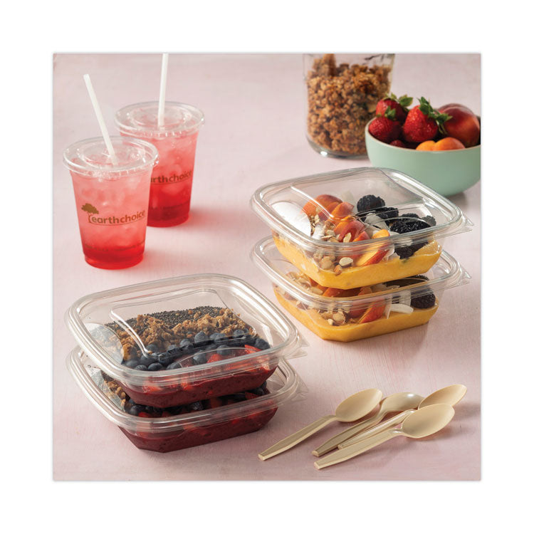 EarthChoice Recycled PET Container Lid, For 24 to 32 oz Container Bases, 7.37 x 7.37 x 0.83, Clear, Plastic, 300/Carton