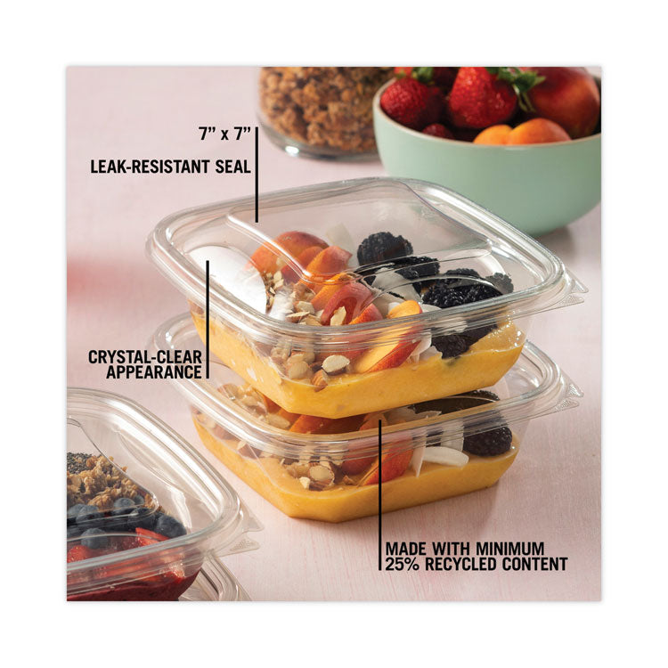 EarthChoice Recycled PET Container Lid, For 24 to 32 oz Container Bases, 7.37 x 7.37 x 0.83, Clear, Plastic, 300/Carton