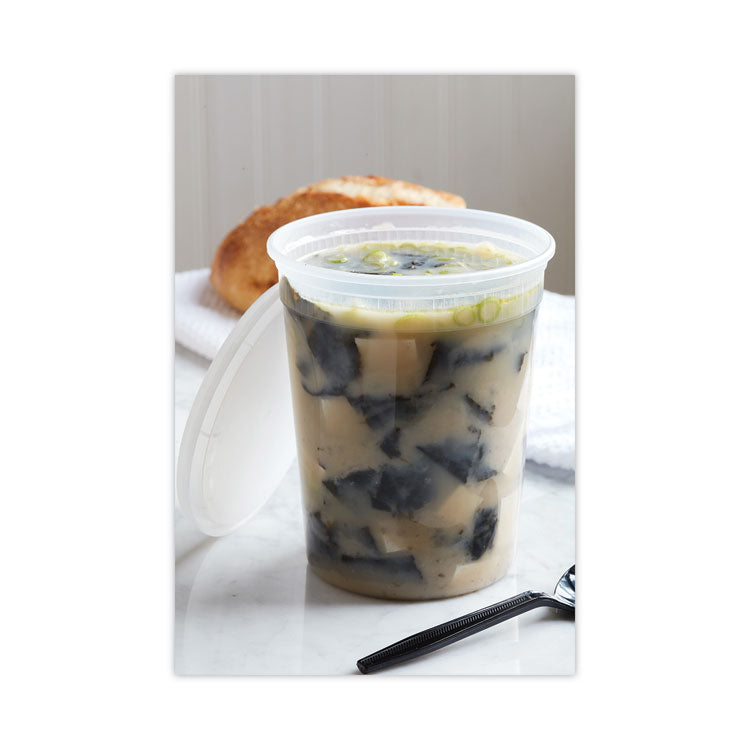 Newspring DELItainer Microwavable Container, 32 oz, 4.6 x 4.6 x 5.6, Natural, Plastic, 480/Carton