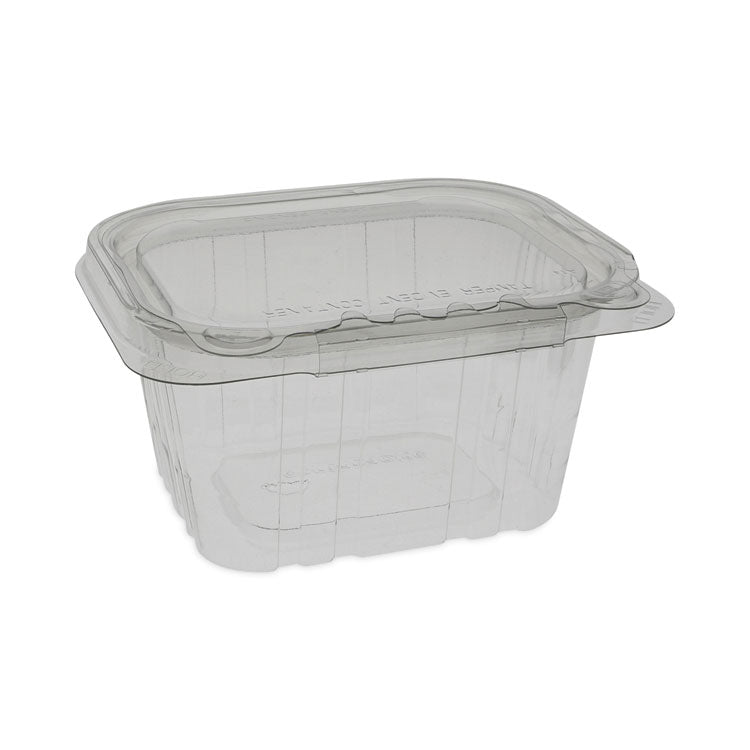 EarthChoice Tamper Evident Recycled Hinged Lid Deli Container, 16 oz, 5.37 x 4.5 x 2.62, Clear, Plastic, 304/Carton