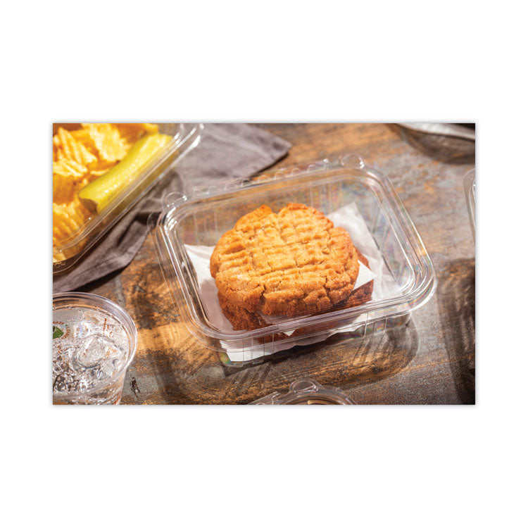 EarthChoice Tamper Evident Recycled Hinged Lid Deli Container, 16 oz, 5.37 x 4.5 x 2.62, Clear, Plastic, 304/Carton
