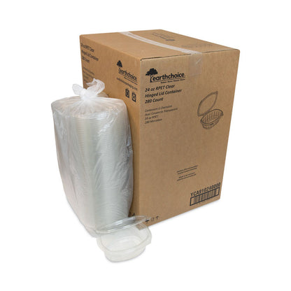 EarthChoice Recycled PET Hinged Container, 24 oz, 7.37 x 5.87 x 2.37, Clear, Plastic, 280/Carton