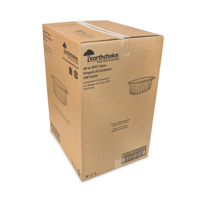 EarthChoice Recycled PET Hinged Container, 48 oz, 8.87 x 7.25 x 2.93, Clear, Plastic, 190/Carton