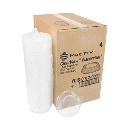 ClearView Dome-Style Lid with Tabs, Fluted, 6.2" Diameter x 1.1"h, Clear, Plastic, 504/Carton