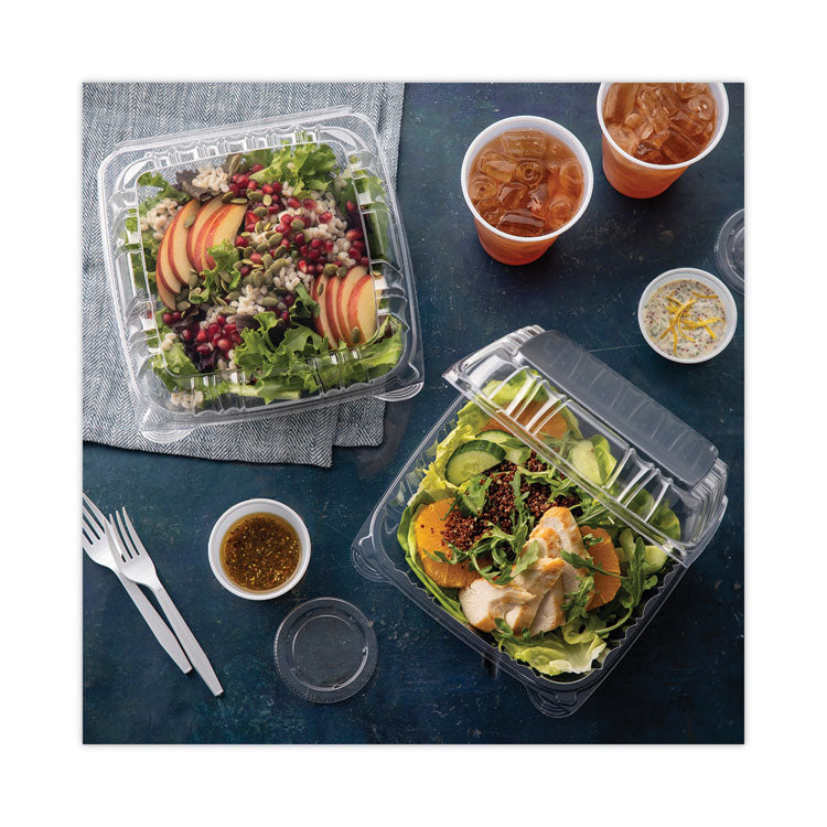 SENSATION SmartLock Hinged Lid Container, 9.2 x 8.9 x 3.1, Clear, Plastic, 200/Carton