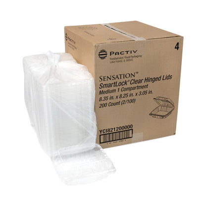 SENSATION SmartLock Hinged Lid Container, 8.5 x 8.34 x 3., Clear, Plastic, 200/Carton