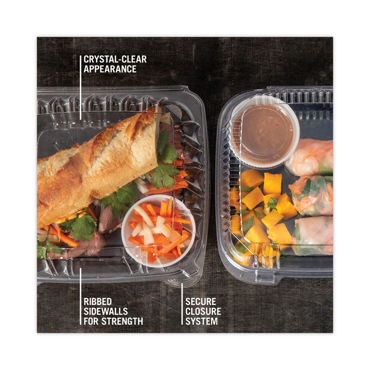 SENSATION SmartLock Hinged Lid Container, 8.5 x 8.34 x 3., Clear, Plastic, 200/Carton