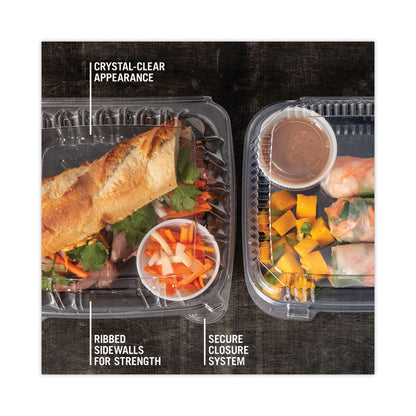 SENSATION SmartLock Hinged Lid Container, 8.5 x 8.34 x 3., Clear, Plastic, 200/Carton