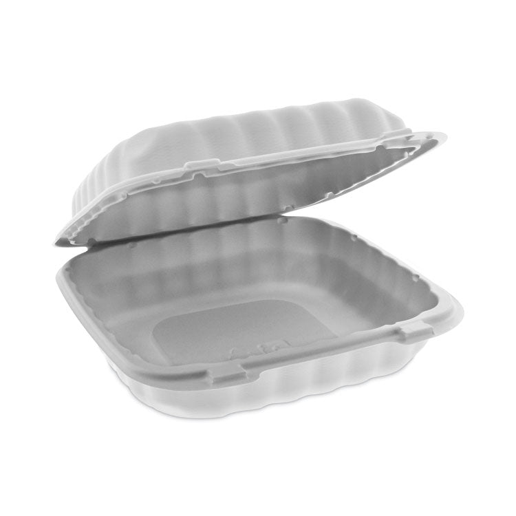 EarthChoice SmartLock Microwavable MFPP Hinged Lid Container, 8.35 x 8.35 x 3.1, White, Plastic, 200/Carton