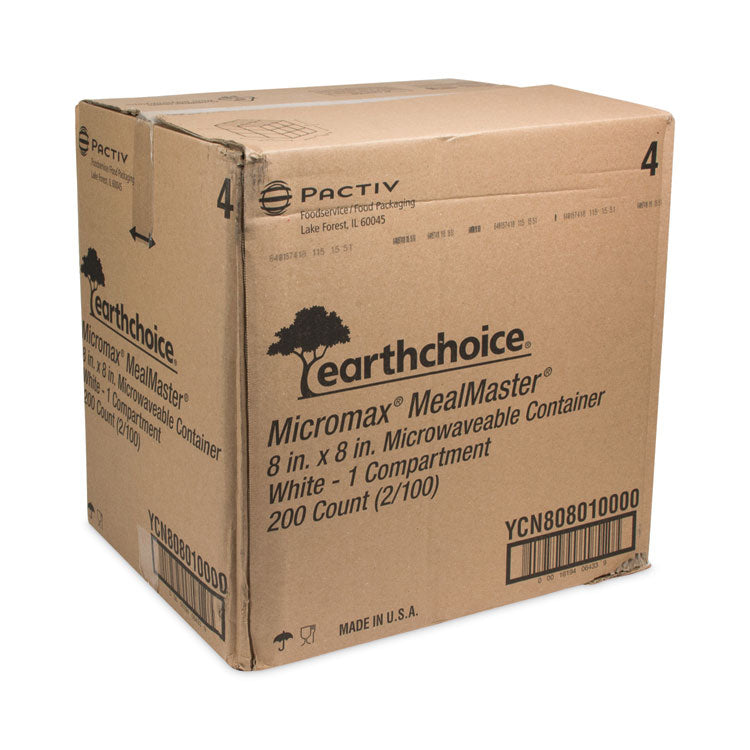 EarthChoice SmartLock Microwavable MFPP Hinged Lid Container, 8.35 x 8.35 x 3.1, White, Plastic, 200/Carton