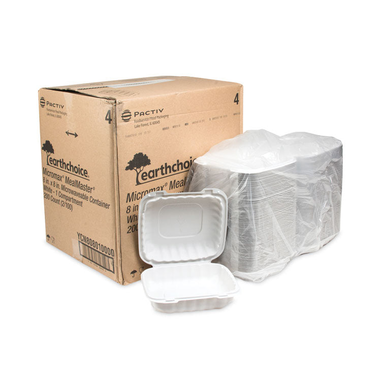 EarthChoice SmartLock Microwavable MFPP Hinged Lid Container, 8.35 x 8.35 x 3.1, White, Plastic, 200/Carton