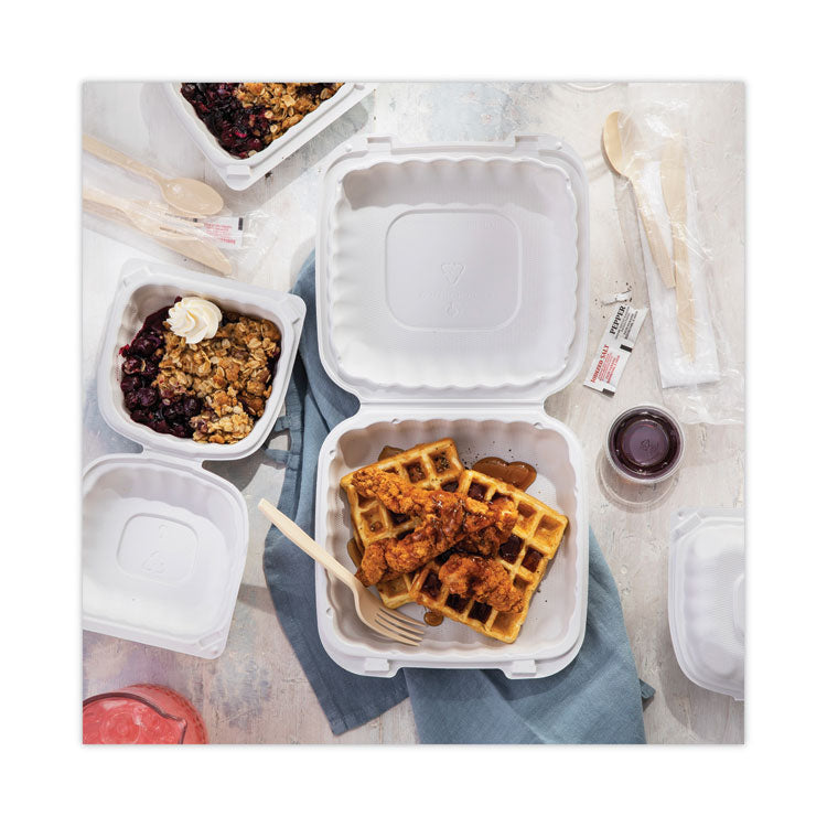 EarthChoice SmartLock Microwavable MFPP Hinged Lid Container, 8.35 x 8.35 x 3.1, White, Plastic, 200/Carton