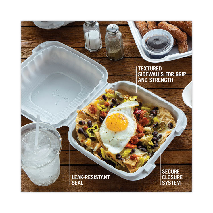 EarthChoice SmartLock Microwavable MFPP Hinged Lid Container, 8.35 x 8.35 x 3.1, White, Plastic, 200/Carton
