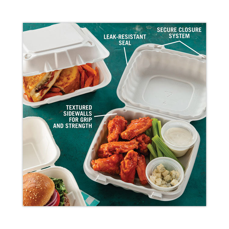 EarthChoice SmartLock Microwavable MFPP Hinged Lid Container, 8.35 x 8.35 x 3.1, White, Plastic, 200/Carton