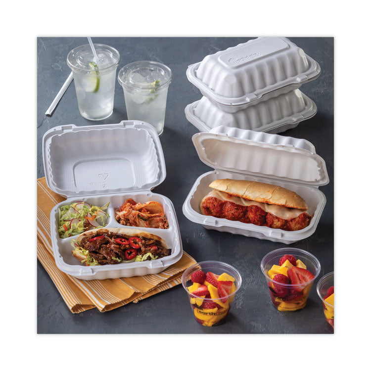 EarthChoice SmartLock Microwavable MFPP Hinged Lid Container, 3 Compartments, 8.35 x 8.35 x 3.1, White, Plastic, 200/Carton