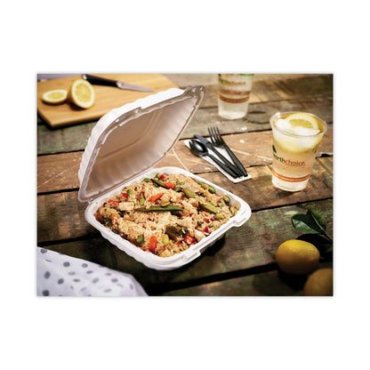 EarthChoice SmartLock Microwavable MFPP Hinged Lid Container, 3 Compartments, 8.35 x 8.35 x 3.1, White, Plastic, 200/Carton